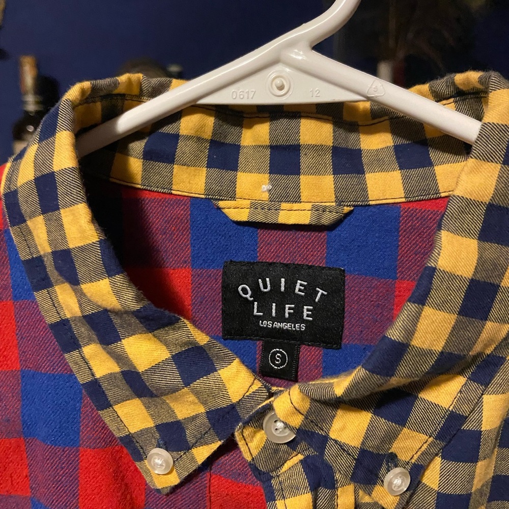 Men's Casual Button Down Shirt - Blue and Yellow Plaid